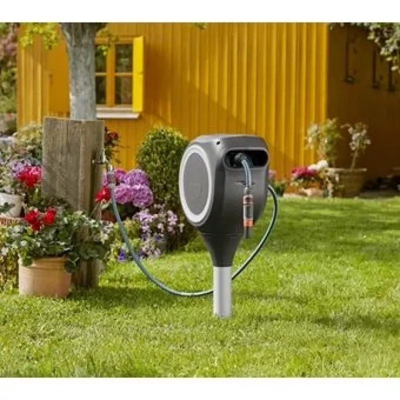 Suporte de chão com tambor Gardena RollUp Automatic preto cinzento