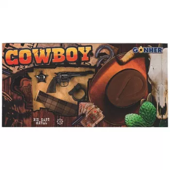 Conjunto cowboy de brinquedo Pulio modelo 155880/0 com chapéu — acessório Gonher