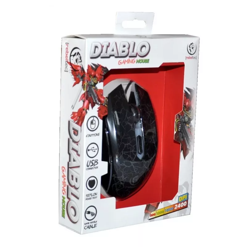Rebeltec Diablo - Rato - ótico - 6 botões - com fios - USB