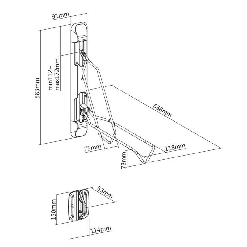 Suporte de parede para bicicleta MACLEAN MC-471 — suporta até 35 kg, armazenamento para uma bicicleta