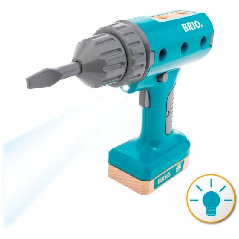 Brinquedo aparafusadora sem fios BRIO Builder modelo 63460000 — design realista, ferramenta a pilhas