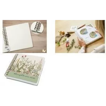 Caderno de espiral Sigel JQ200 A5 Wildkräuter verde branco – Caderno de espiral A5, páginas pontilhadas/pautadas não especificado