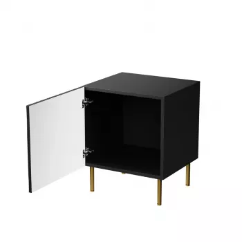 Conjunto de mesas de cabeceira 2 unid. cama meble JUNGLE — 53,5×40,5×44 cm, preto mate MDF/aglomerado, pernas douradas