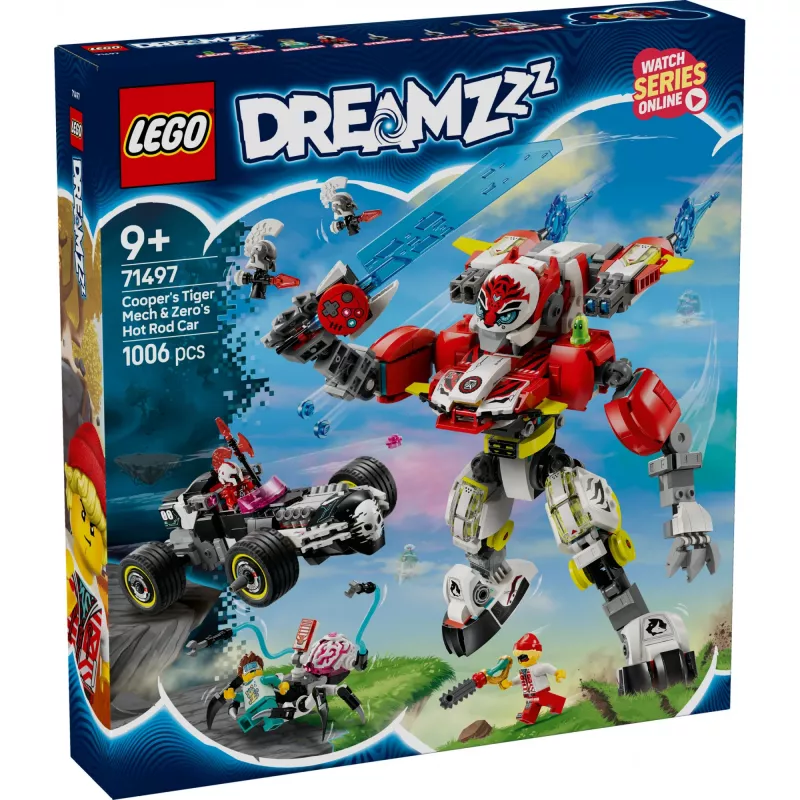 LEGO DREAMZZZ 71497 Coopers Tiger Mech e Zeros Hot Rod Car