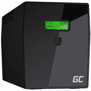 Fonte de alimentação ininterrupta Green Cell UPS09 — Line-Interactive 3 kVA / 1400 W, 230 V, LCD, torre, 5 tomadas Type-F