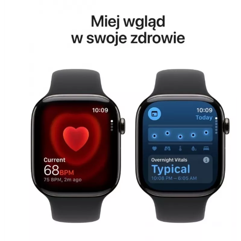 Smartwatch Apple Watch Series 11 GPS + Cellular 46mm Caixa de titânio sideral com bracelete desportiva preta M/L