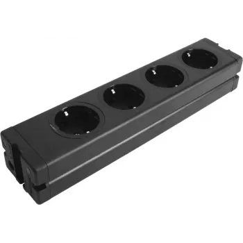Régua de tomadas EUROLITE 30240070 — 4 tomadas, caixa de alumínio, preto