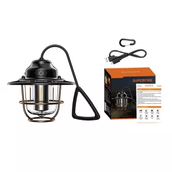Lanterna de campismo Superfire T57 7 modos - lanterna LED portátil com 7 modos de iluminação