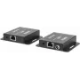 Kit extensor HDMI over Ethernet 4K Manhattan, prolonga o sinal 4K@30Hz até 40 m ou o sinal 1080p@60Hz até 70 m com um único cabo Ethernet Cat6, transmissor e recetor, Power over Cable (PoC), preto, três anos de garantia