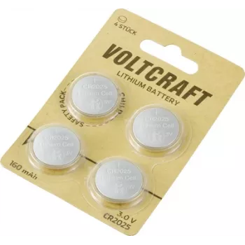 Voltcraft Pilha botão CR 2025 3 V 160 mAh lítio pack de 4 LM2025 VC-12629380