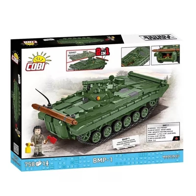 Conjunto de construção Cobi Blocks BMP-1 758 peças – modelo à escala em blocos