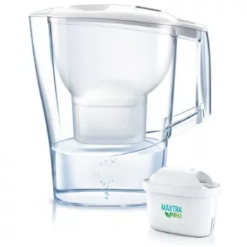 Jarra de filtragem de água BRITA Aluna Transparente Branco — 2,4 l total / 1,4 l filtrada, MAXTRA, lavável na máquina de lavar louça