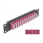 Patch panel de fibra ótica DeLOCK 10 polegadas 12 portas LC quad violeta 1U preto