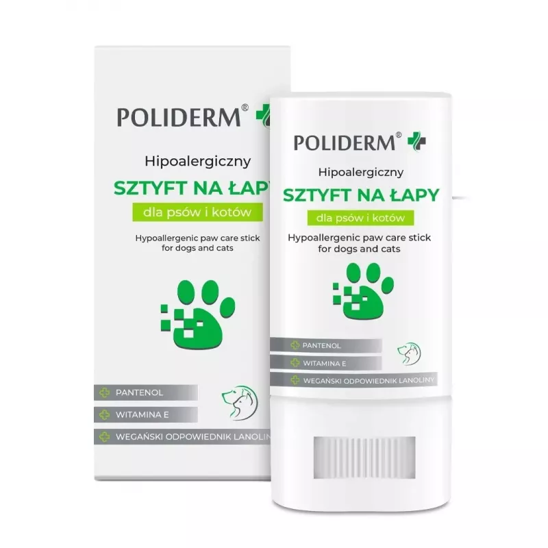 Bálsamo para patas JM Sante POLIDERM hipoalergénico 14,5 g — proteção das patas para cães e gatos