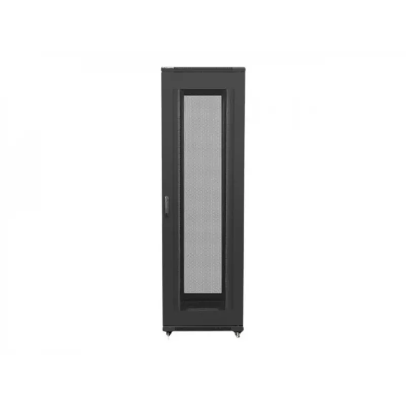 Armário rack Lanberg FF01-8042-23B de chão de 19 polegadas 42U 800x1000 mm, porta de malha perfurada, flat pack, preto