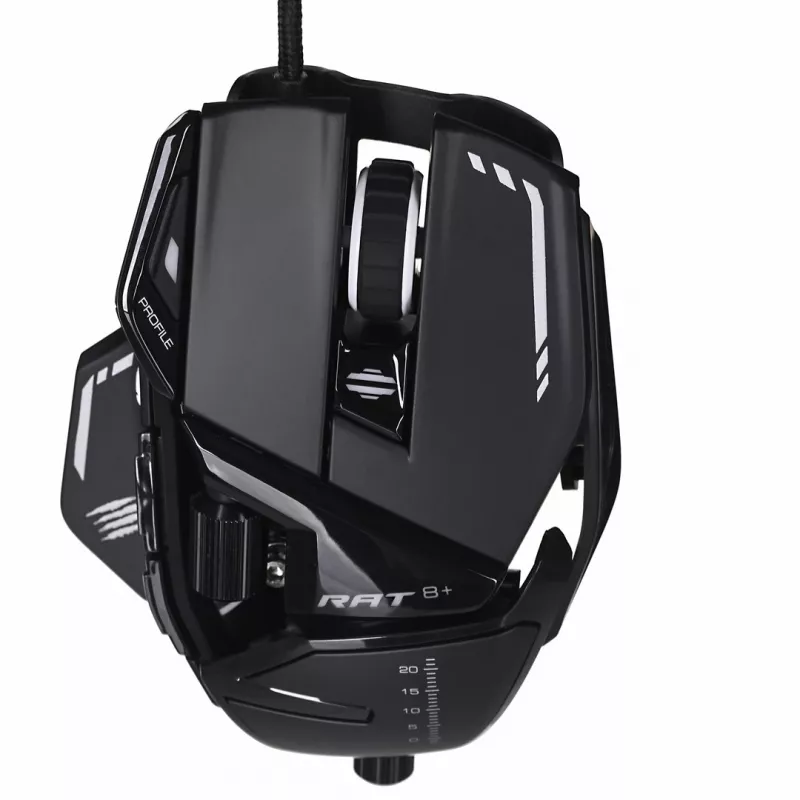 Rato gaming MadCatz R.A.T. 8+ — destro, ótico, 16000 DPI, 11 botões, USB Type-A, 145 g