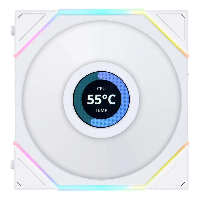 Ventoinha de caixa LIAN LI UNI FAN TL LCD 120mm ARGB - branco pack de 3
