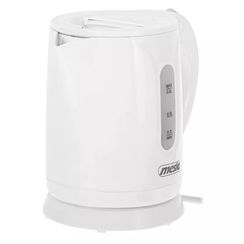 Chaleira elétrica Mesko | MS 1376 | Elétrica | 850 W | 0,8 L | Plástico | Base rotativa 360° | Branco