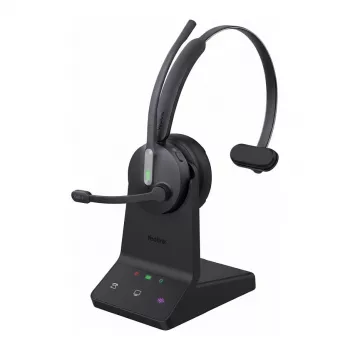 Headset mono sem fios Yealink WH64 Pro Teams com compatibilidade Bluetooth e UC, microfone com cancelamento de ruído