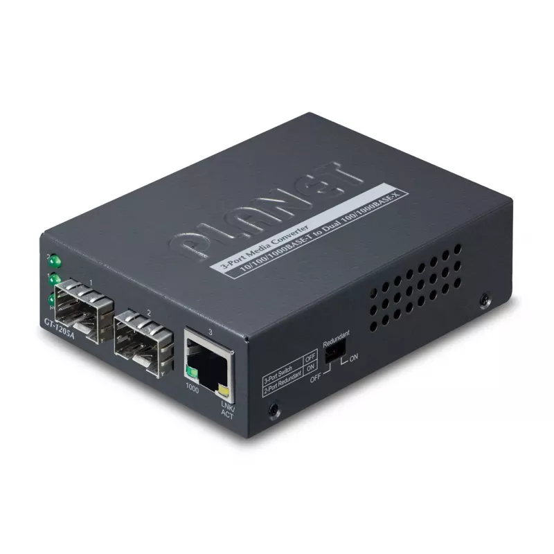PLANET GT-1205A Conversor de rede de mídia 1000 Mbit/s preto