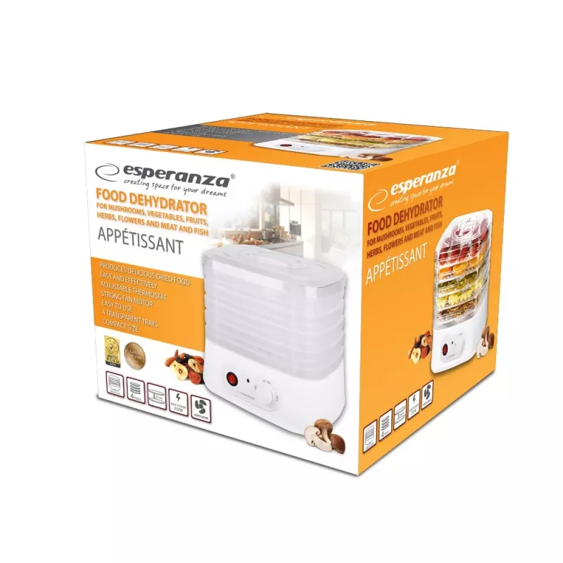 Desidratador de alimentos Esperanza EKD004, transparente, branco 250 W