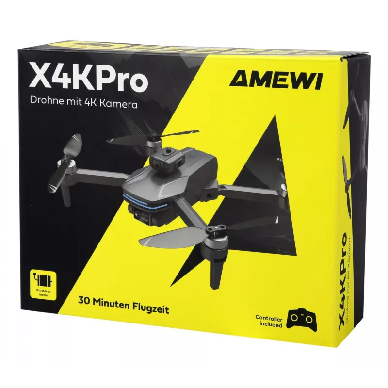 Amewi X4KPro, 4 rotores, 3840 x 2160 píxeis, 1500 mAh, cinzento