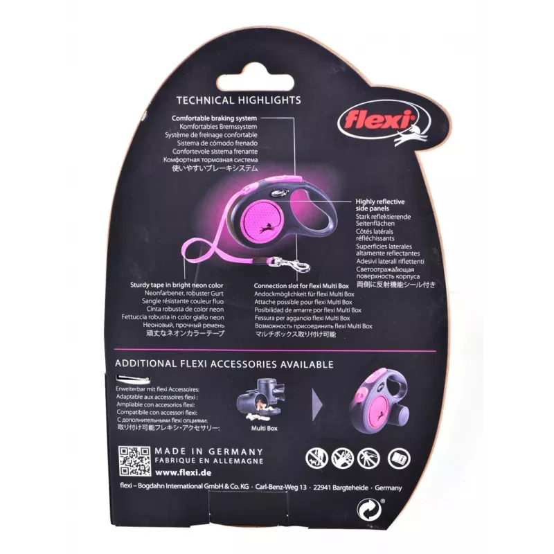 Flexi New Neon S 5 m Trela retrátil para cães