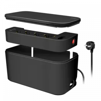 Régua de tomadas LogiLink LPS282U 4 tomadas de segurança 2 USB-A 1 USB-C preta