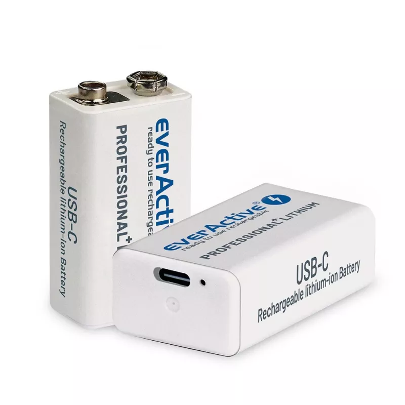 Bateria recarregável everActive 6F22/9V Li-ion 550 mAh com USB TYPE C