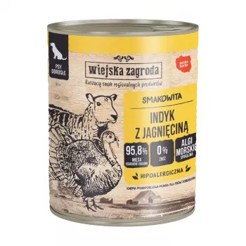 Alimento húmido wiejskazagroda Peru com Borrego, 800 g, cães adultos, sem glúten e sem soja