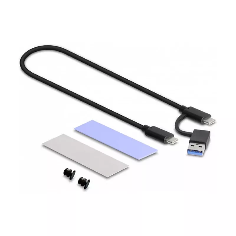 Caixa para SSD DeLOCK externa USB Type-C combo para SSD M.2 NVMe PCIe ou SATA sem ferramentas