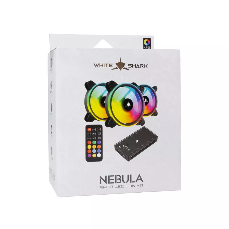 Kit de ventoinha para caixa White Shark Nebula-2 preto – ventoinha ARGB de 120 mm (kit)