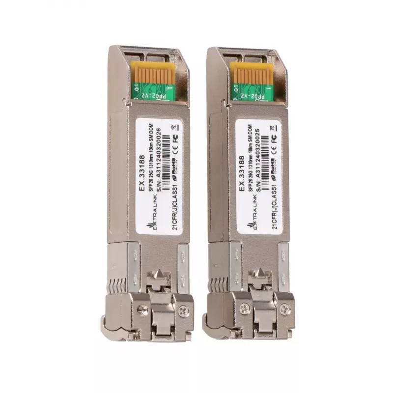 Extralink SFP28 25G pack de 2 | módulo SFP28 | 25Gbit/s, LC/UPC duplex, 1310nm, 10km, monomodo, DOM módulo transceptor de rede