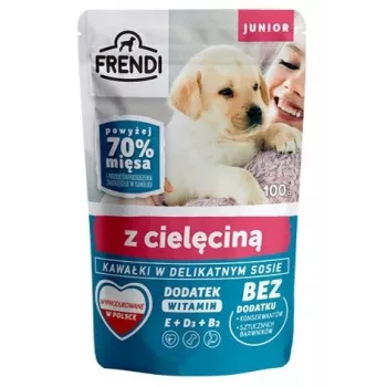 FRENDI Junior Pieces em molho delicado com vitela - comida húmida para cães - 100 g