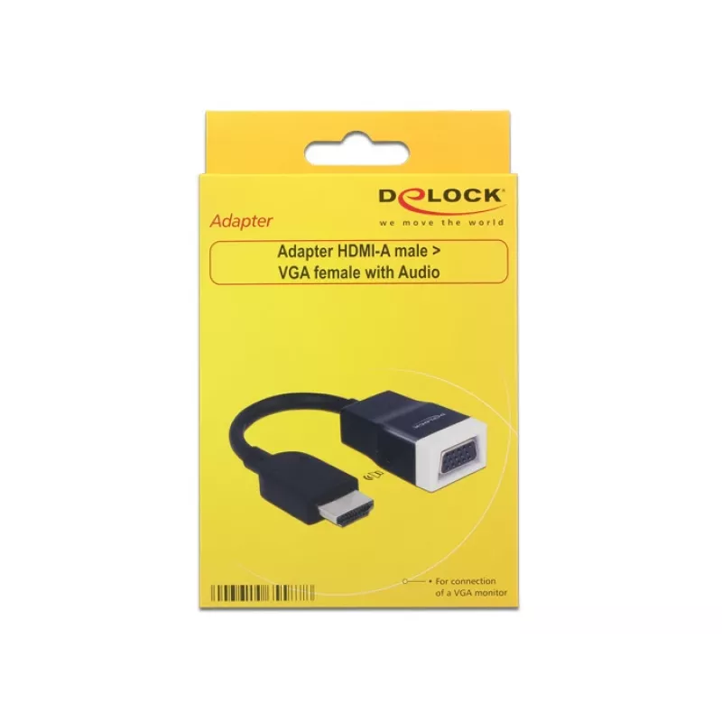 Delock 65587 adaptador HDMI-A macho para VGA (D-Sub 15) fêmea com áudio, preto/branco