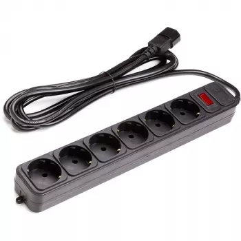 Extensão UPS 3 m, 6 tomadas, com interruptor, preto