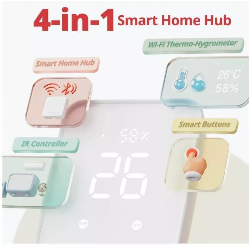 SwitchBot Hub 2 W3202100 hub para casa inteligente, emissor de infravermelhos, termo-higrómetro, branco