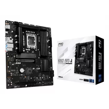 Placa-mãe ASRock B860 Pro-A — Intel B860 ATX, LGA 1851, DDR5, 4x DIMM, 256GB, LAN 2.5Gb, 1x M.2, 4x SATA III
