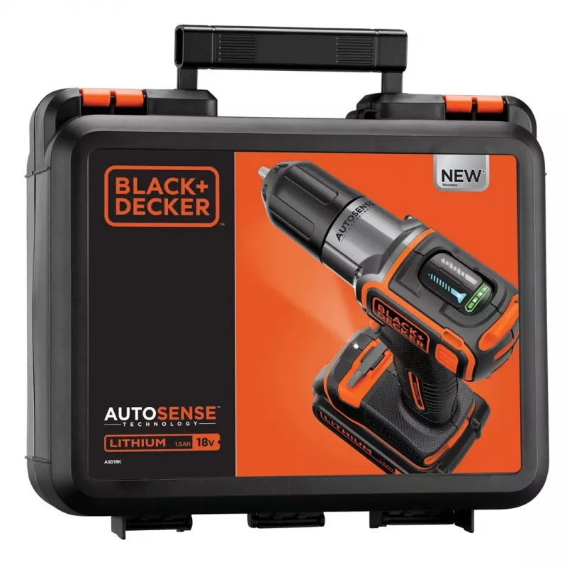 Berbequim Black & Decker ASD18K-QW, sem chave, 1,5 Ah, preto/laranja