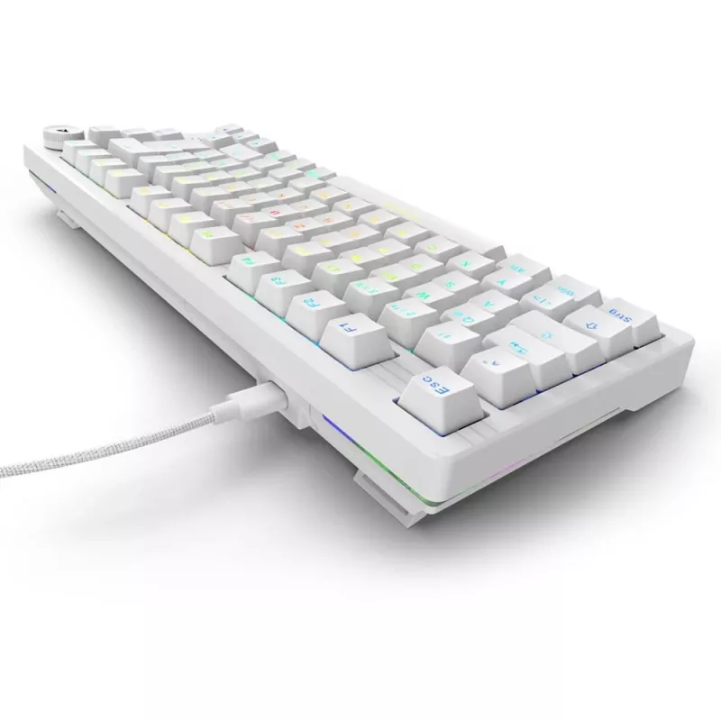 Teclado Sharkoon SGK25 75% QWERTZ USB com fios RGB LED branco