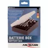 Ansmann Battery Box 48 Caixa de pilhas para 24x AA, 16x AAA e 4x 9V, Preto/Transparente
