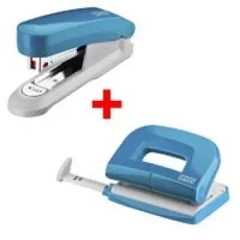 Conjunto de perfurador e agrafador NOVUS E210 E15 petrol — combinação de perfurador manual e agrafador de secretária