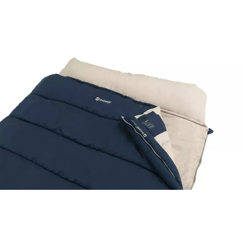 Saco de dormir Outwell Contour Lux Double retangular poliéster, 1450×2200 mm, altura máx. do utilizador 190 cm, azul