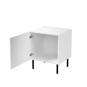Mesa de cabeceira Cama Meble JUNGLE 53,5×40,5×44 cm branco mate, MDF e aglomerado, pernas pretas, conjunto de 2