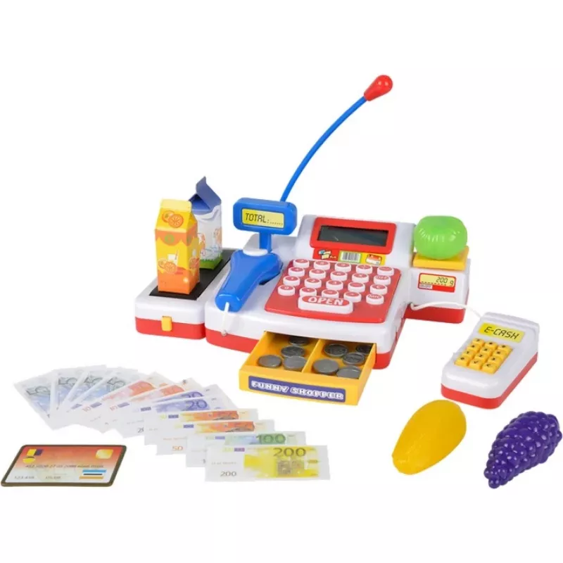 Conjunto de brincar Simba‑Dickie caixa registadora de supermercado com scanner modelo 104525700, conjunto de caixa registadora de brinquedo