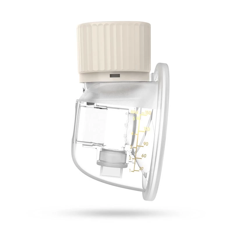 Bomba tira-leite eletrónica sem fios neno VENTO Three-Phase, recarregável, portátil, ecrã LCD, biberão de 150 ml, sem BPA, bege