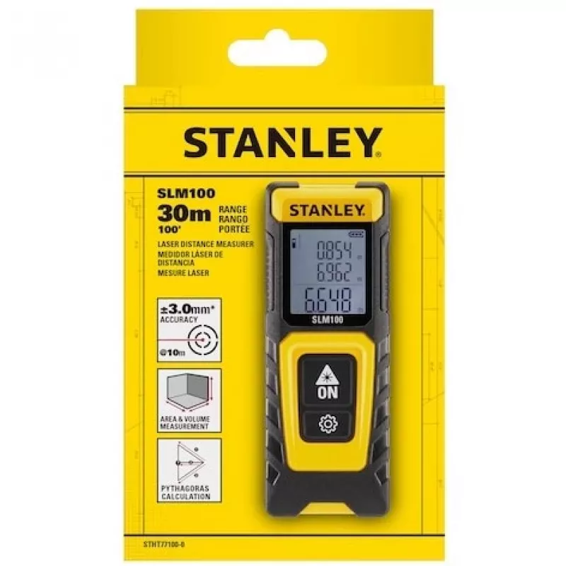 Medidor de distâncias STANLEY SLM100 — alcance laser 30 m, medidor manual compacto