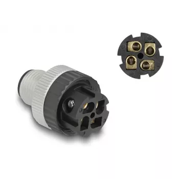 Conector DeLOCK M12 codificação A 4 pinos macho ligação por parafuso 60533