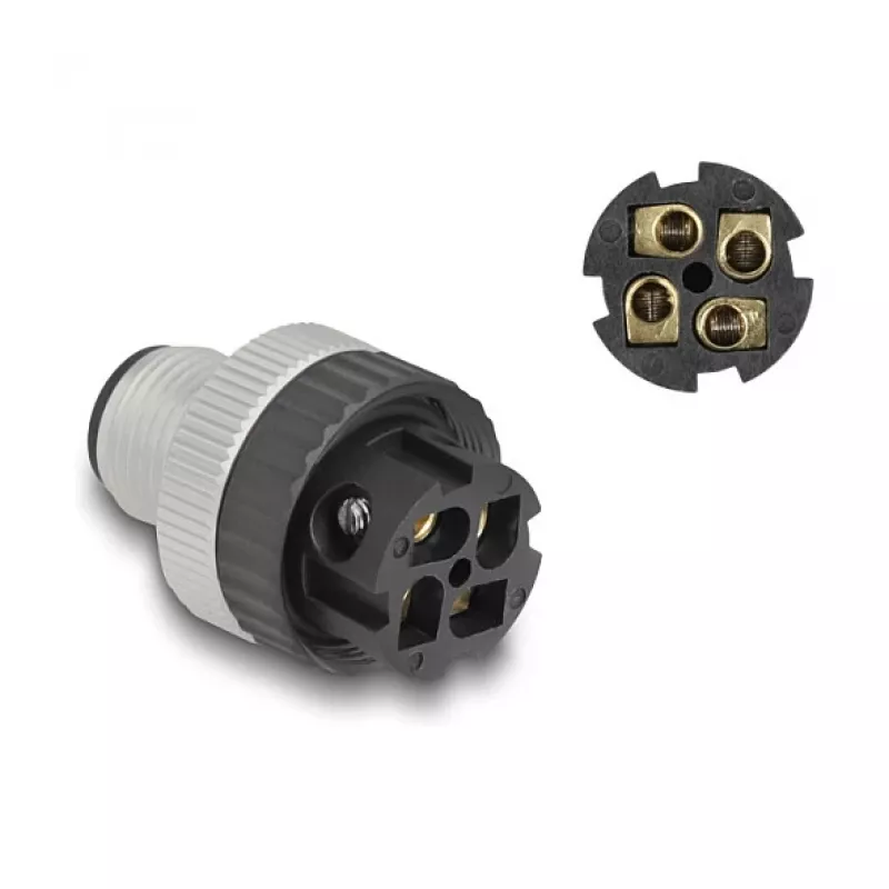 Conector DeLOCK M12 codificação A 4 pinos macho ligação por parafuso 60533