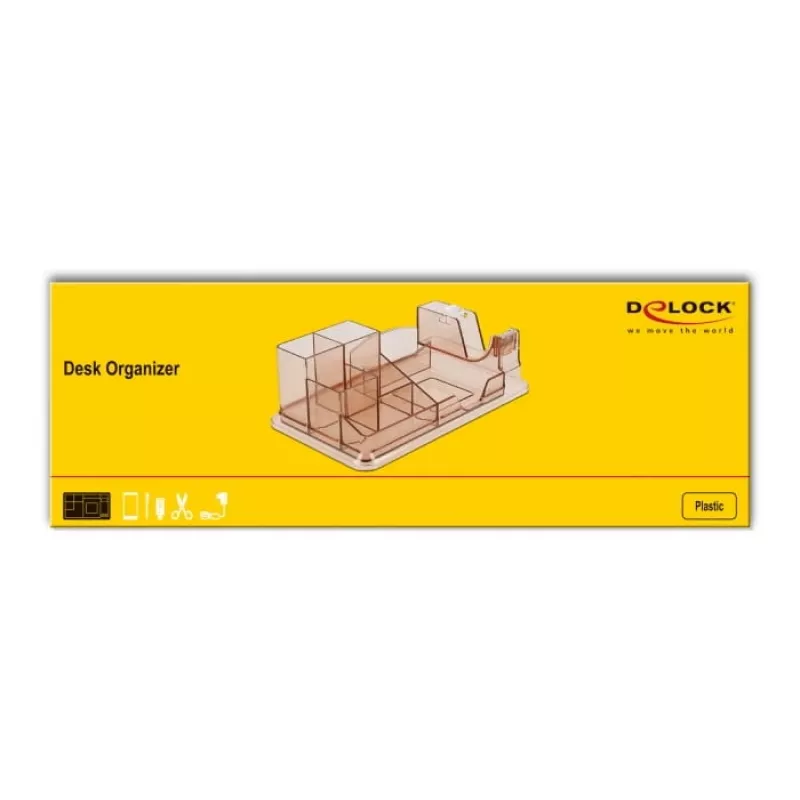 Organizador de secretária DeLOCK 18341 transparente castanho plástico 145x250x85mm